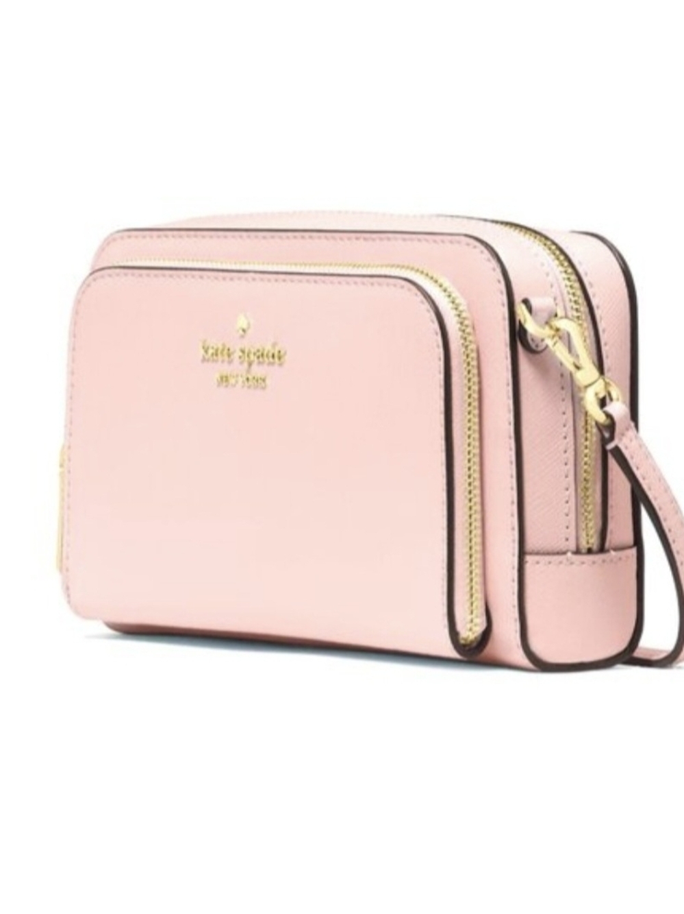 NEW kate spade blush pink leather double-zip crossbody camera bag